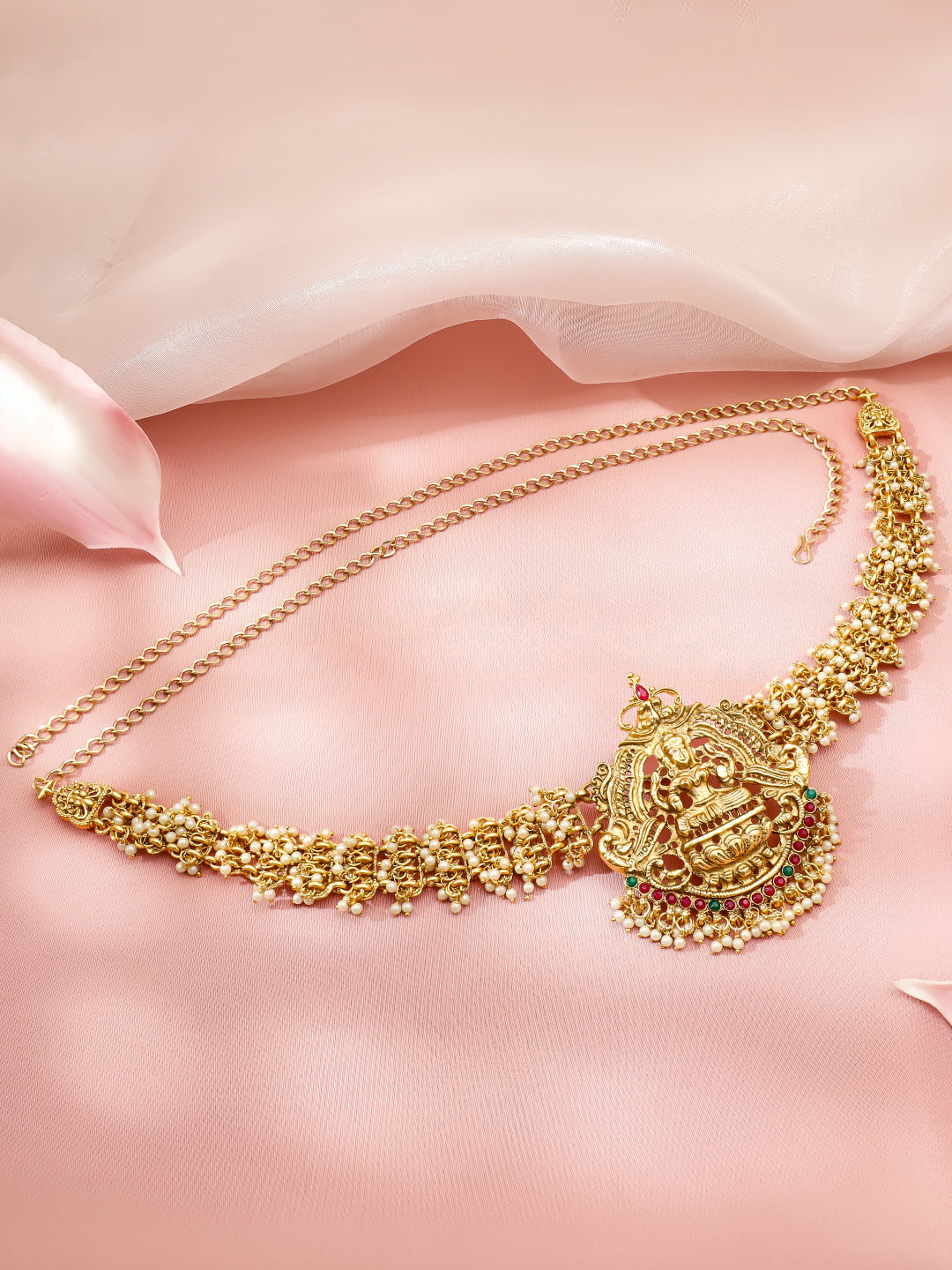 Rubans Women 22K Gold-Plated Artificial Stones Studded Waist Chain Saree Accessories