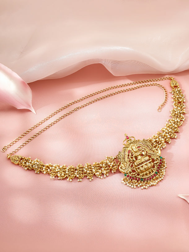 Rubans Women 22K Gold-Plated Artificial Stones Studded Waist Chain Saree Accessories