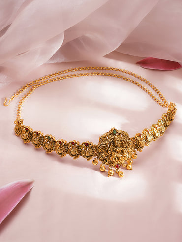 Peacock & Laxmi Motif Golden Kamarbandh