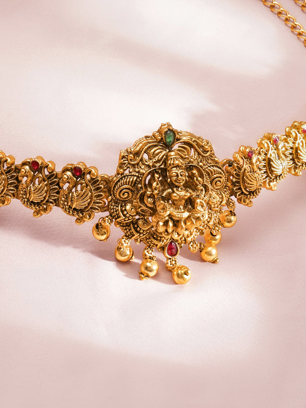 Peacock & Laxmi Motif Golden Kamarbandh