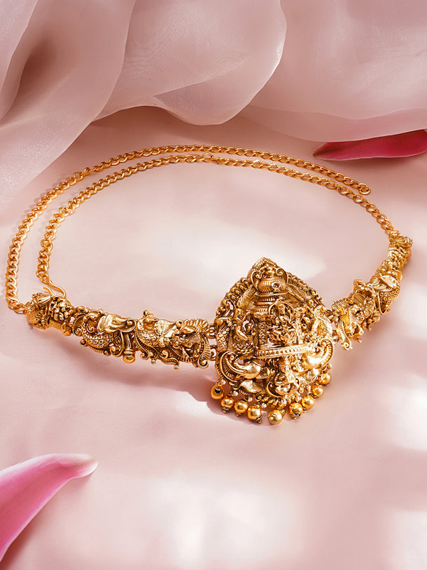 Laxmi & Peacock Motif Golden Kamarbandh