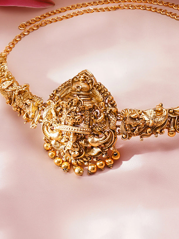 Laxmi & Peacock Motif Golden Kamarbandh