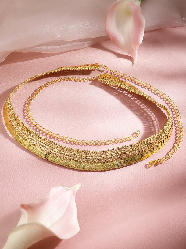 Coin Motif Gold Toned Temple Kamarbandh