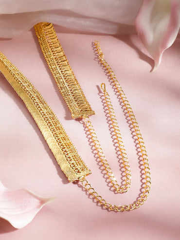 Coin Motif Gold Toned Temple Kamarbandh