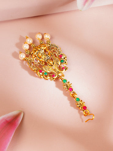 Gold Plated Lakshmi Temple Maang Tikka