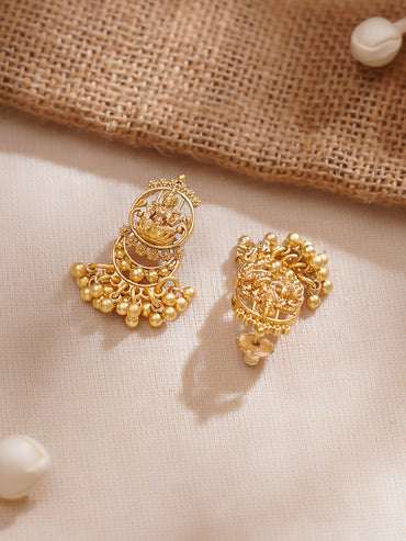 Rubans 24K Gold Plated Goddess Lakshmi Motif Handcrafted Traditional Temple Jewellery Set