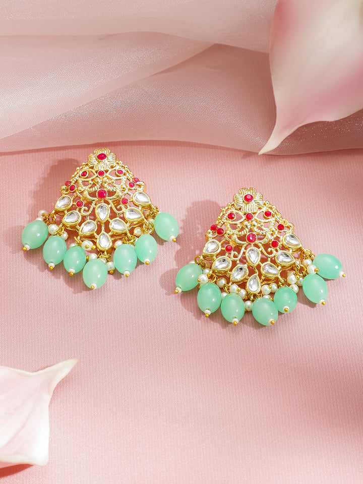 Temple Queen Lakshmi Green Necklace Set