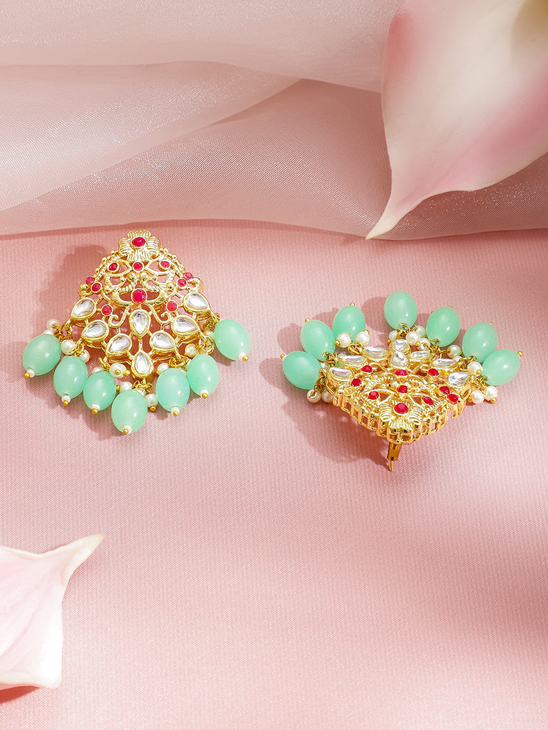 Temple Queen Lakshmi Green Necklace Set