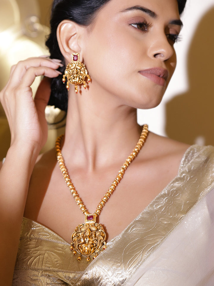 Lakshmi Motif Temple Necklace Set