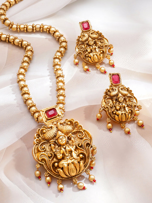 Lakshmi Motif Temple Necklace Set
