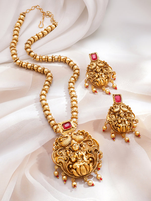 Lakshmi Motif Temple Necklace Set
