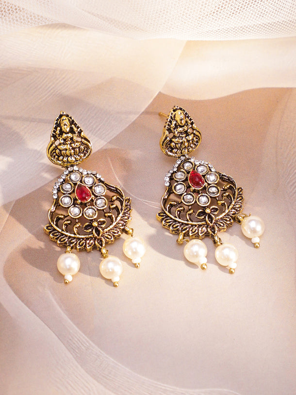 Laxmi Motif Kundan Pearl Necklace Set