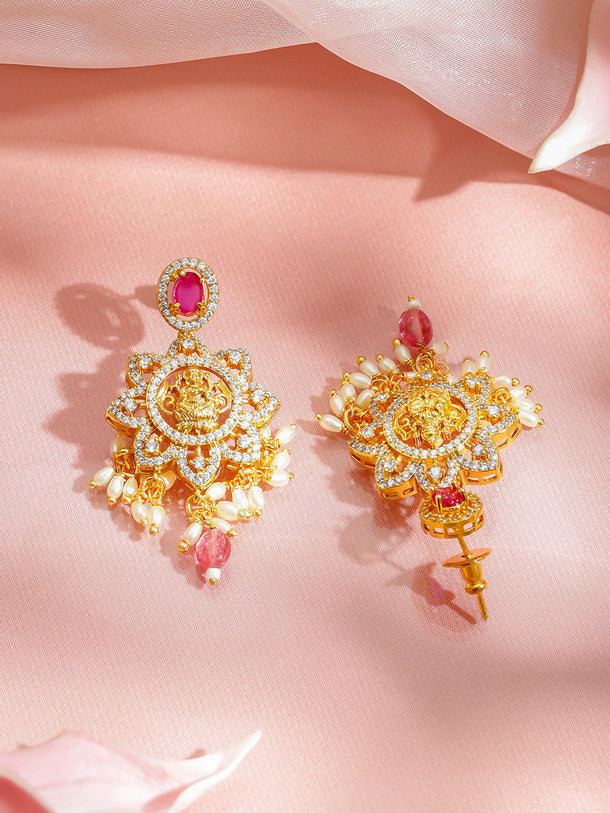 Temple Aura Lakshmi Pink Necklace Set