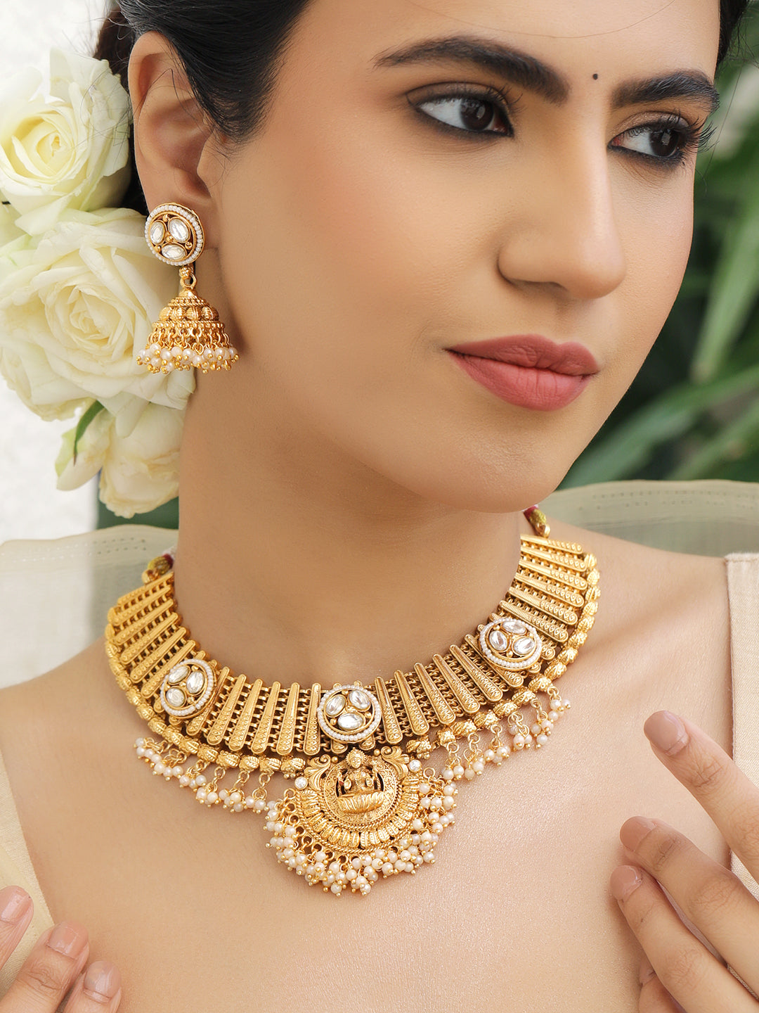 Devotional Glam Lakshmi Temple Necklace Set