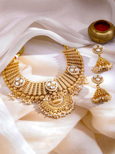Devotional Glam Lakshmi Temple Necklace Set