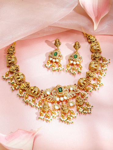 Lakshmi with Elephant Motif Necklace Set