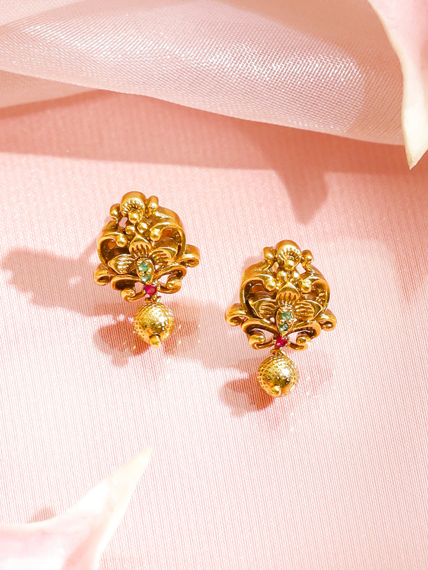 White Studded Temple Necklace Set