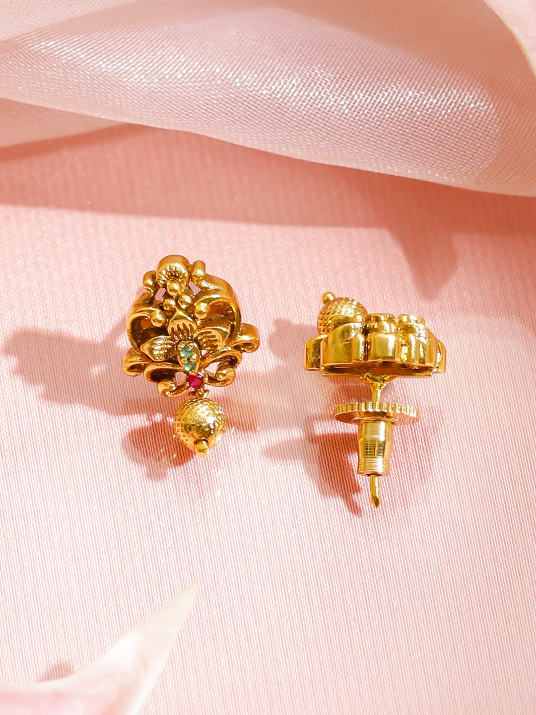 Rubans 18K Gold-Plated Cubic Zirconia Studded & Beaded Necklace With Earrings