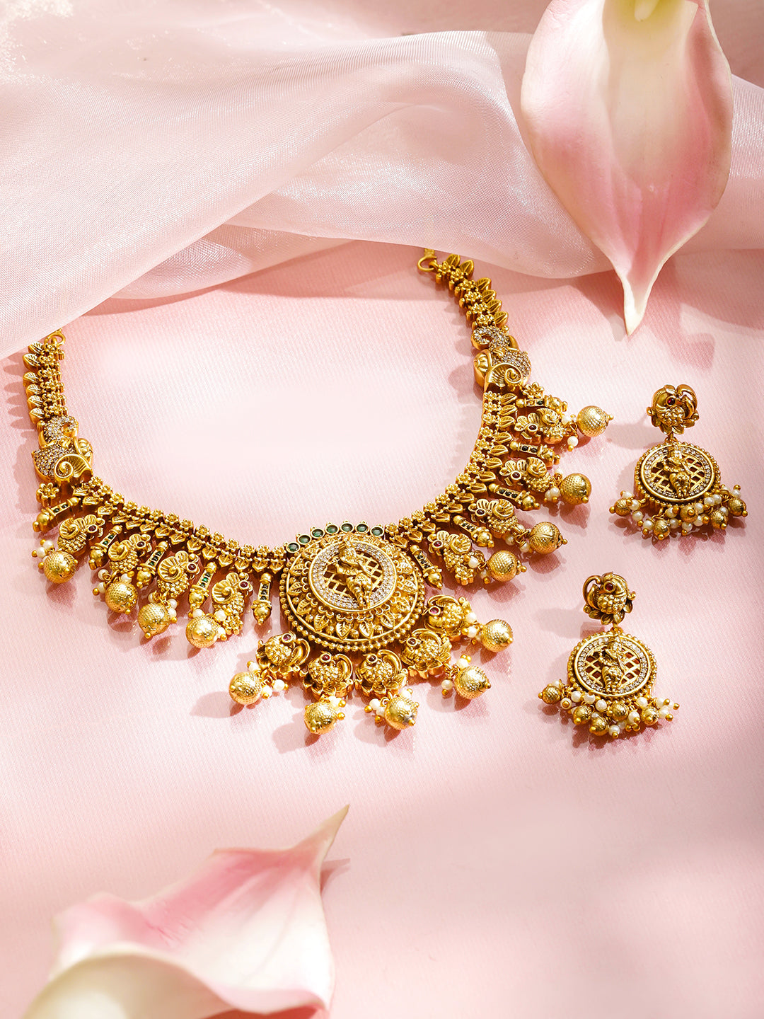 Lord Krishna Temple Necklace Set