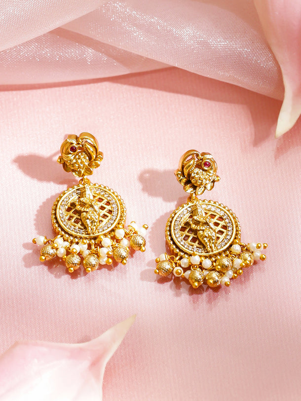 Ganesh Motif Gold Temple Necklace Set