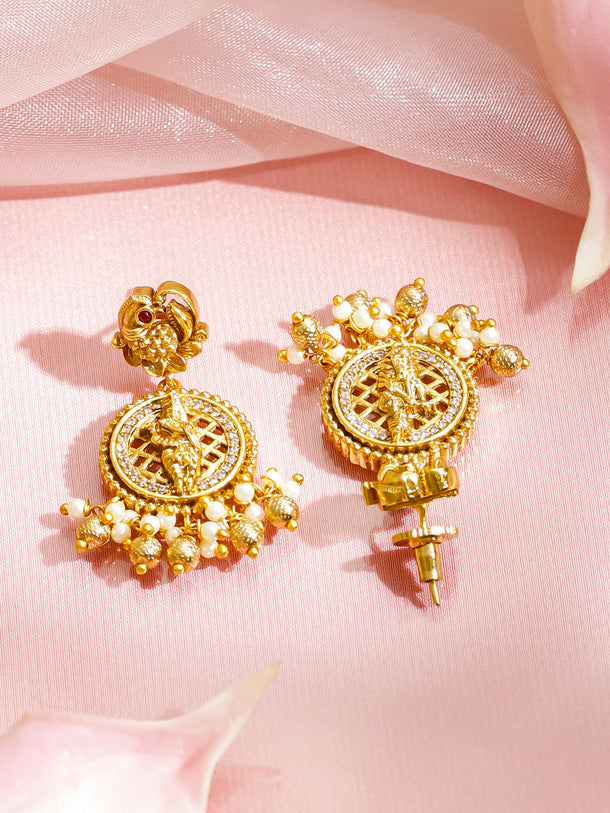 Ganesh Motif Gold Temple Necklace Set