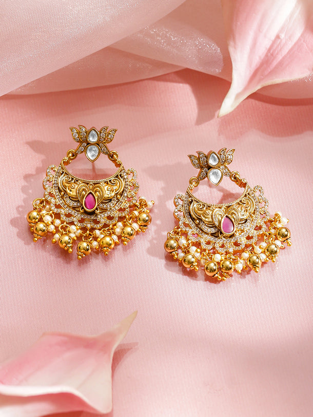 Multicolor Studded Laxmi Motif Gold Necklace Set