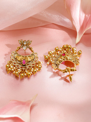 Multicolor Studded Laxmi Motif Gold Necklace Set