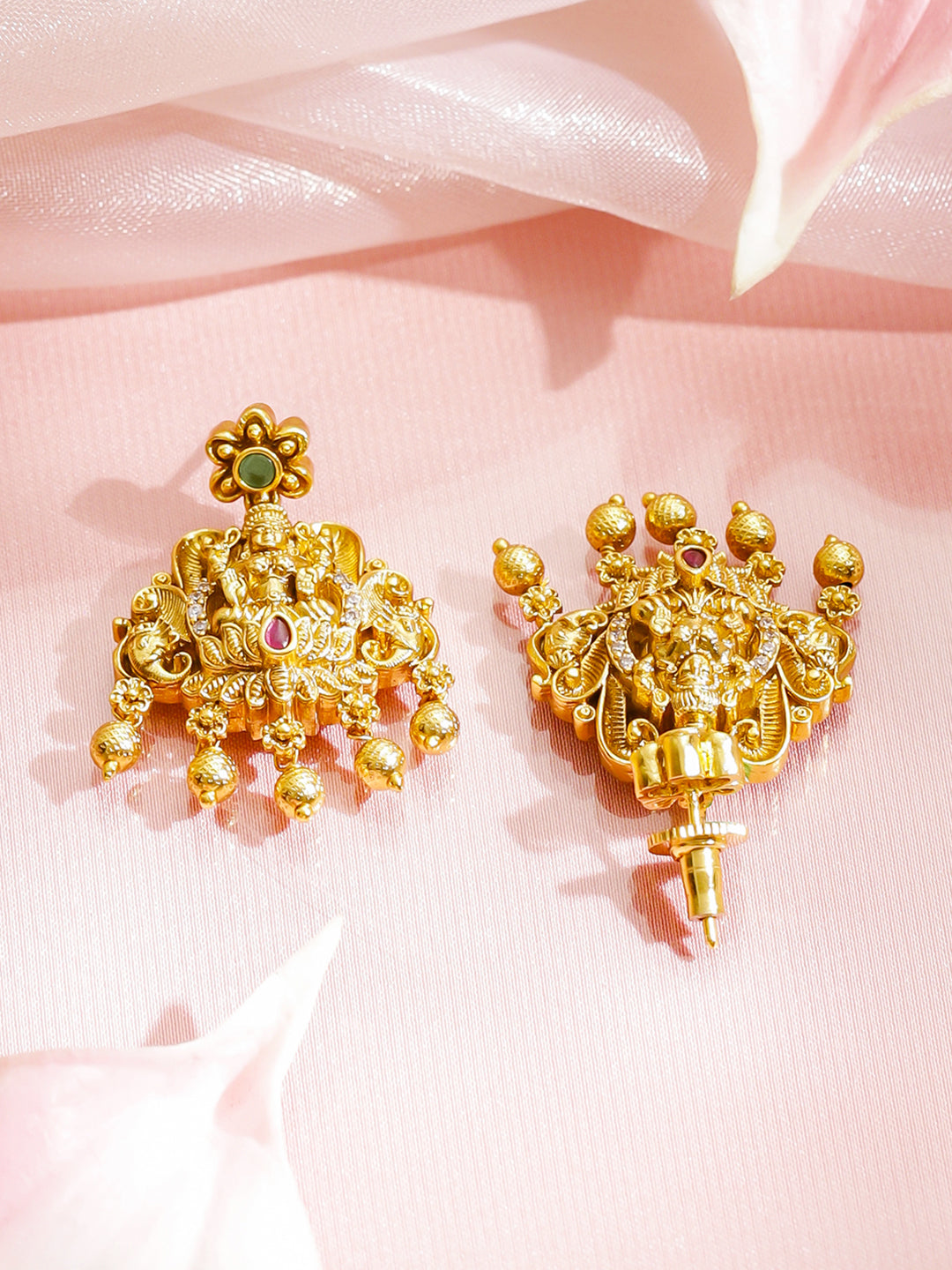 Lakshmi Idol Green-Pink Necklace Set