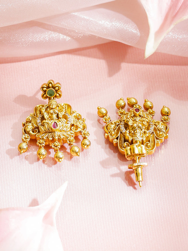 Lakshmi Idol Green-Pink Necklace Set