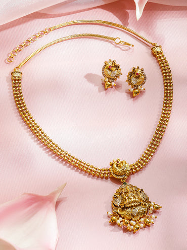 Lakshmi Spark Temple Necklace Set