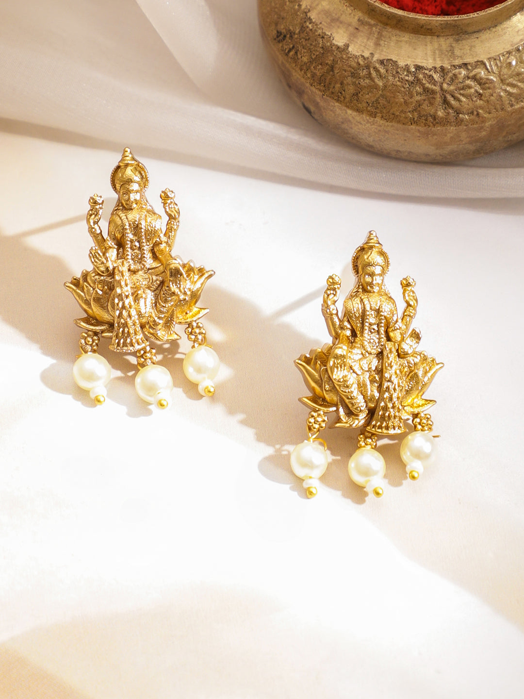 Rubans 18K Gold-Plated Stone-Studded & Beaded Jewellery Set