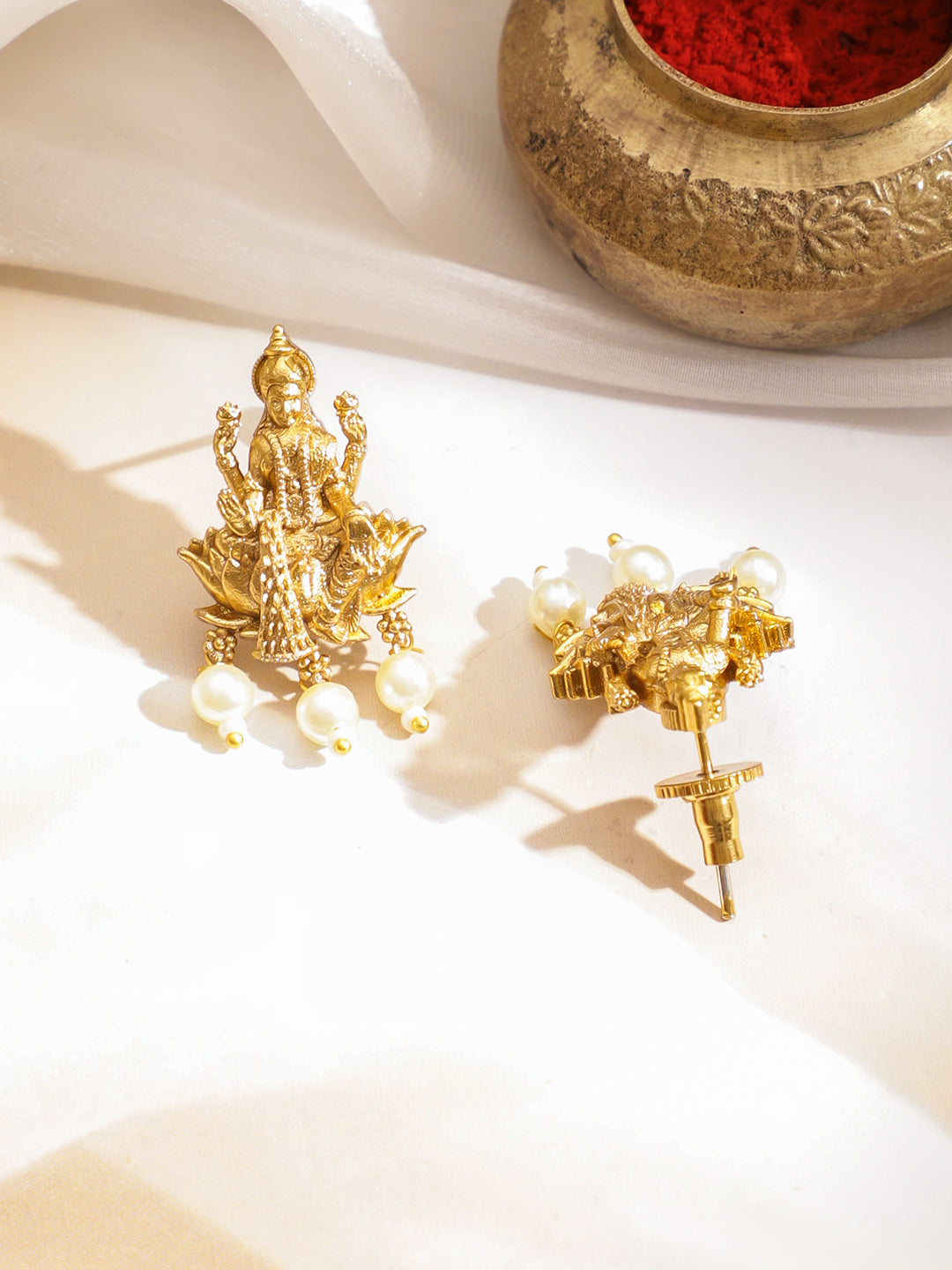 Rubans 18K Gold-Plated Stone-Studded & Beaded Jewellery Set