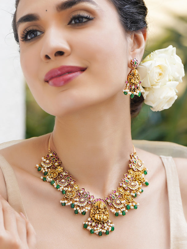 Divine Pearls Lakshmi Necklace Set