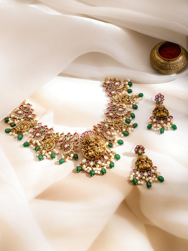 Divine Pearls Lakshmi Necklace Set