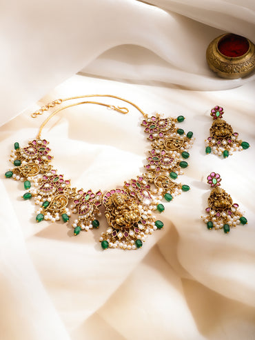 Divine Pearls Lakshmi Necklace Set