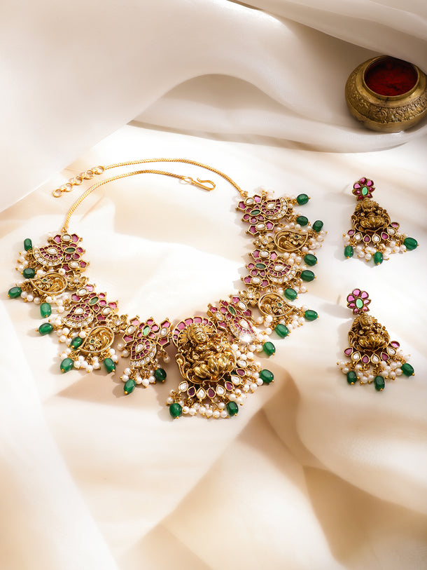 Divine Pearls Lakshmi Necklace Set