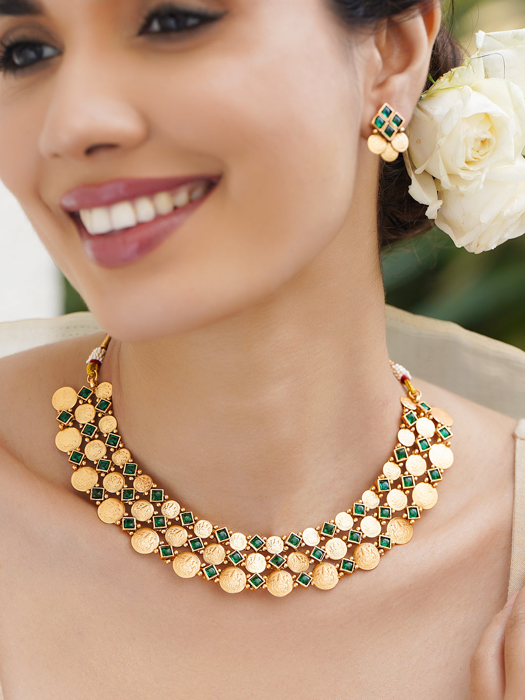 Rubans 22k Gold-Plated American Diamond Stone-Studded Jewellery Set