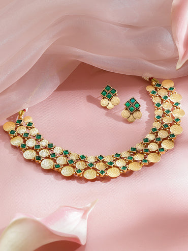 Rubans 22k Gold-Plated American Diamond Stone-Studded Jewellery Set
