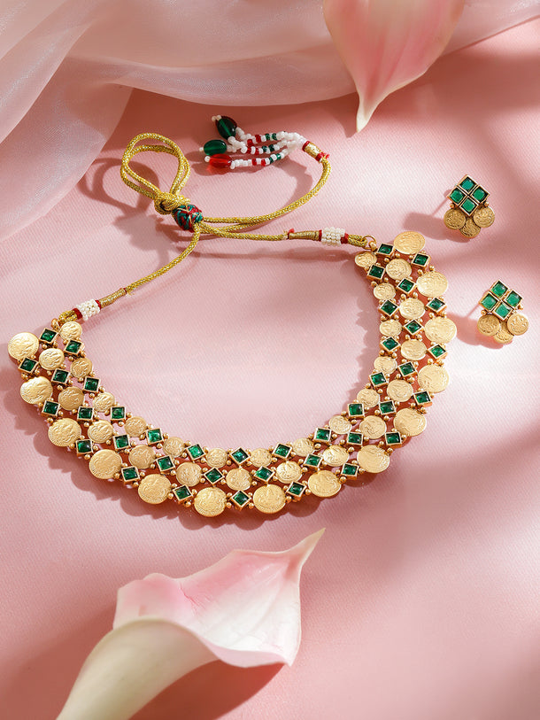 Rubans 22k Gold-Plated American Diamond Stone-Studded Jewellery Set