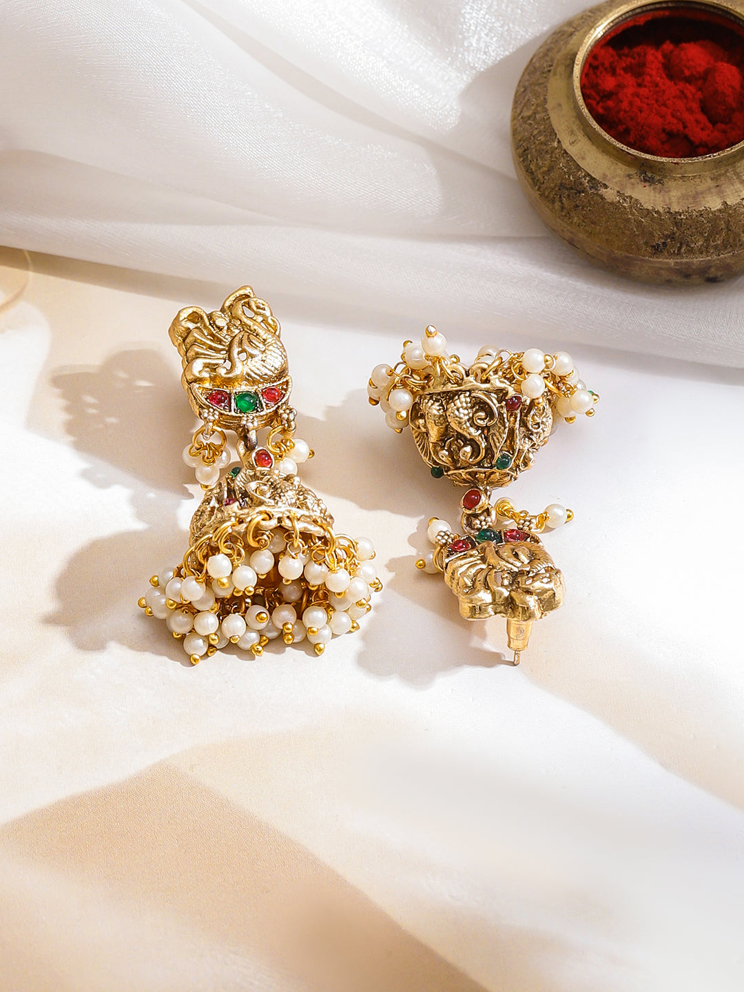 Rubans 22K Gold-Plated Stone-Studded & Beaded Jewellery Set