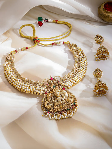 Divine Pearl Cluster Temple Jewellery Set