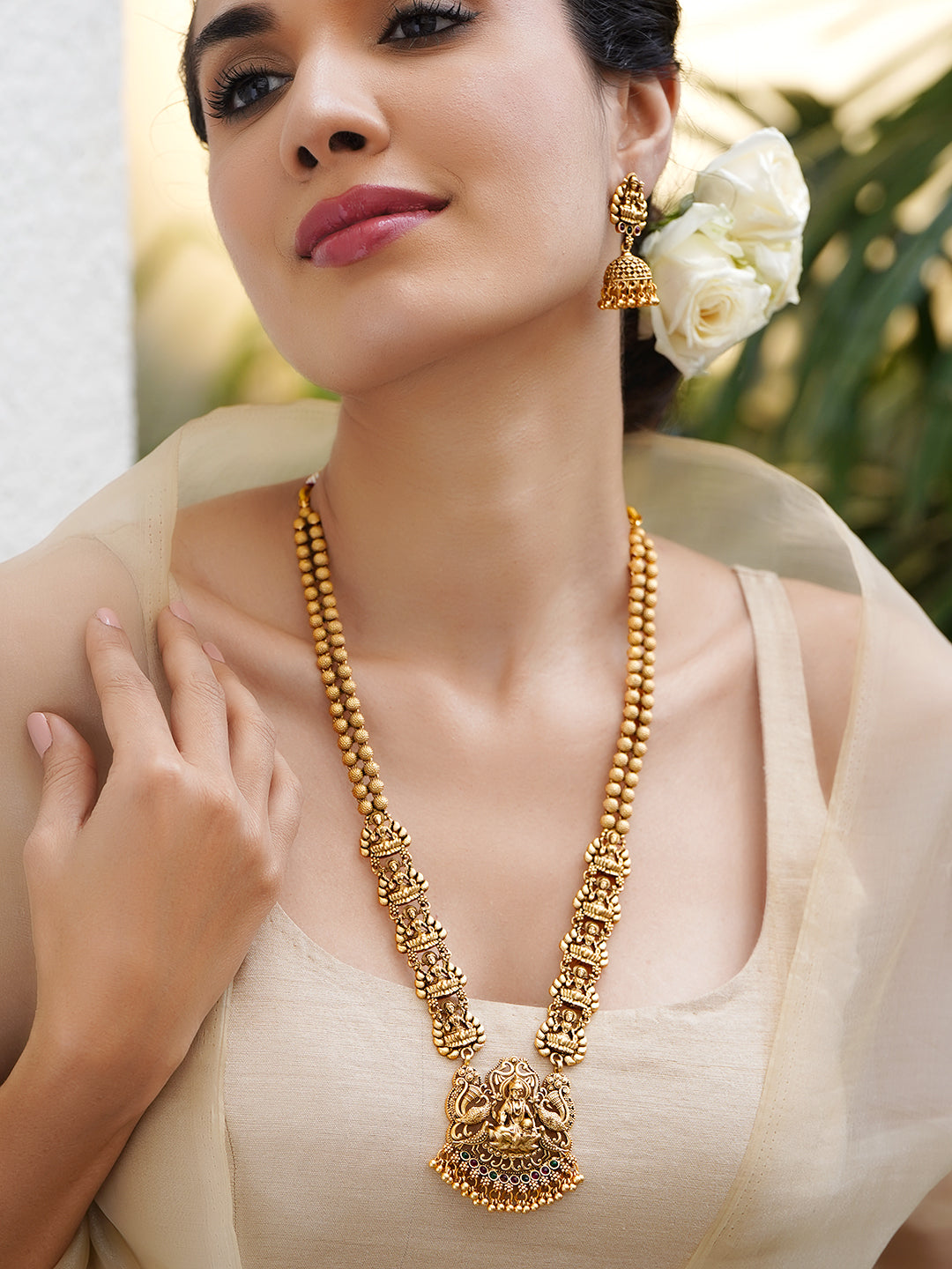 Rubans 22K Gold-Plated Stone Studded Jewellery Set