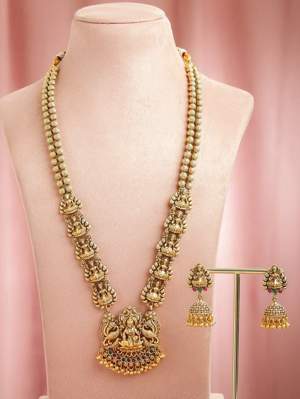 Laxmi Motif Long Necklace Set
