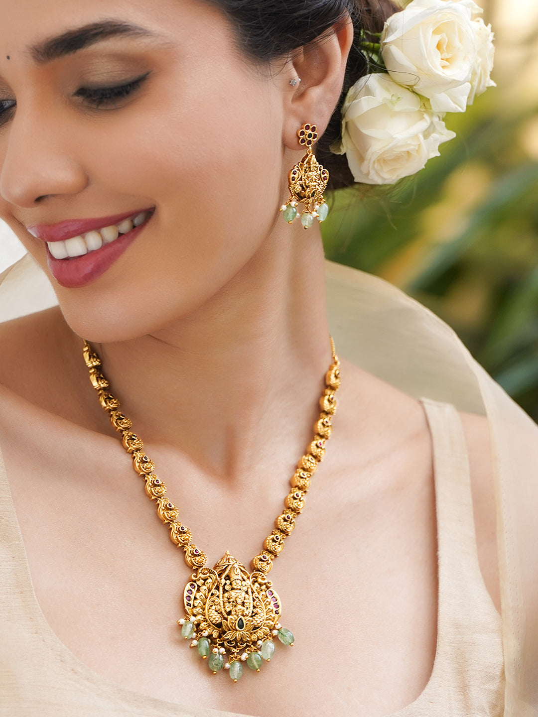 Sacre Idols Green Pink Necklace Set