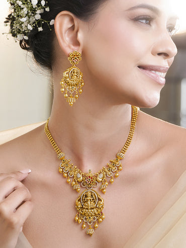 American Diamond Zirconia Temple Necklace Set