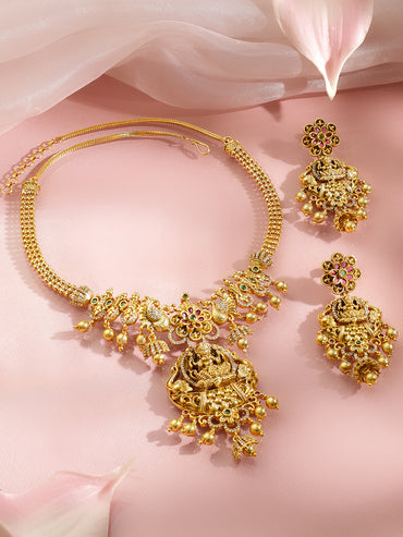 American Diamond Zirconia Temple Necklace Set