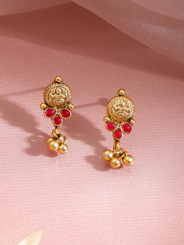 Temple Grace Green-Pink Golden Necklace Set