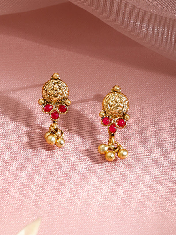 Temple Grace Green-Pink Golden Necklace Set