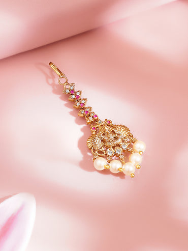 Gold Plated Bridal Grace Lakshmi Pearl Layered Necklace Set