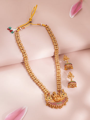 Gold Plated Temple Lakshmi Necklace Set